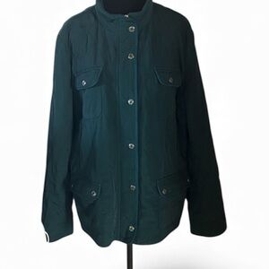 Talbots Green Field Jacket Coat Women'sXL Quilted Lined Equestrian Preppy Luxury